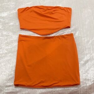 American Threads Bold Orange Skirt Set